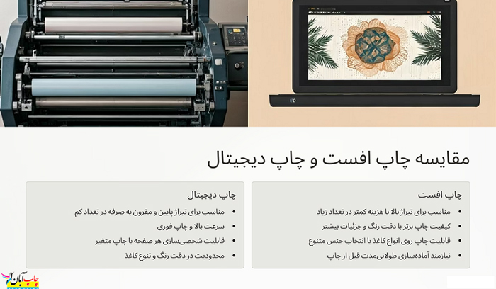چاپ دیجیتال کتاب و چاپ افست 